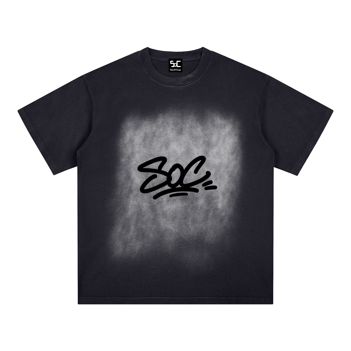 Black and white snow washed State Of Change T-shirt